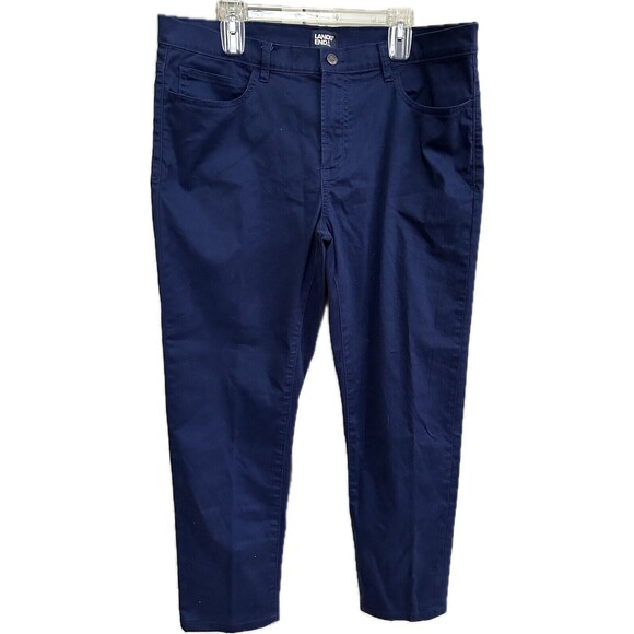 Lands' End Men's Straight Fit 5 Pocket Stretch Denim Jeans Blue Navy Size 38 - Picture 1 of 4